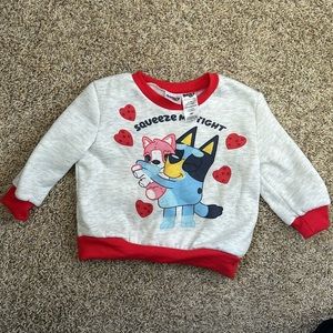 Bluey size 18 month Valentine’s Day sweatshirt. Worn 1x